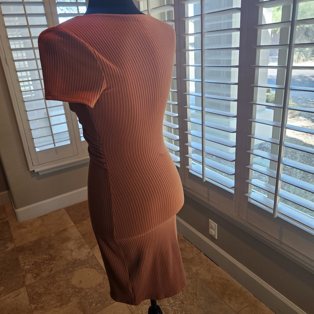 Guess Rust Ribbed Midi Dress - Picture 2 of 4